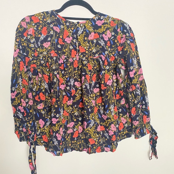 Banana Republic Puff Sleeve Swing Top Floral Print Blouse SP Small Petite - Picture 6 of 7